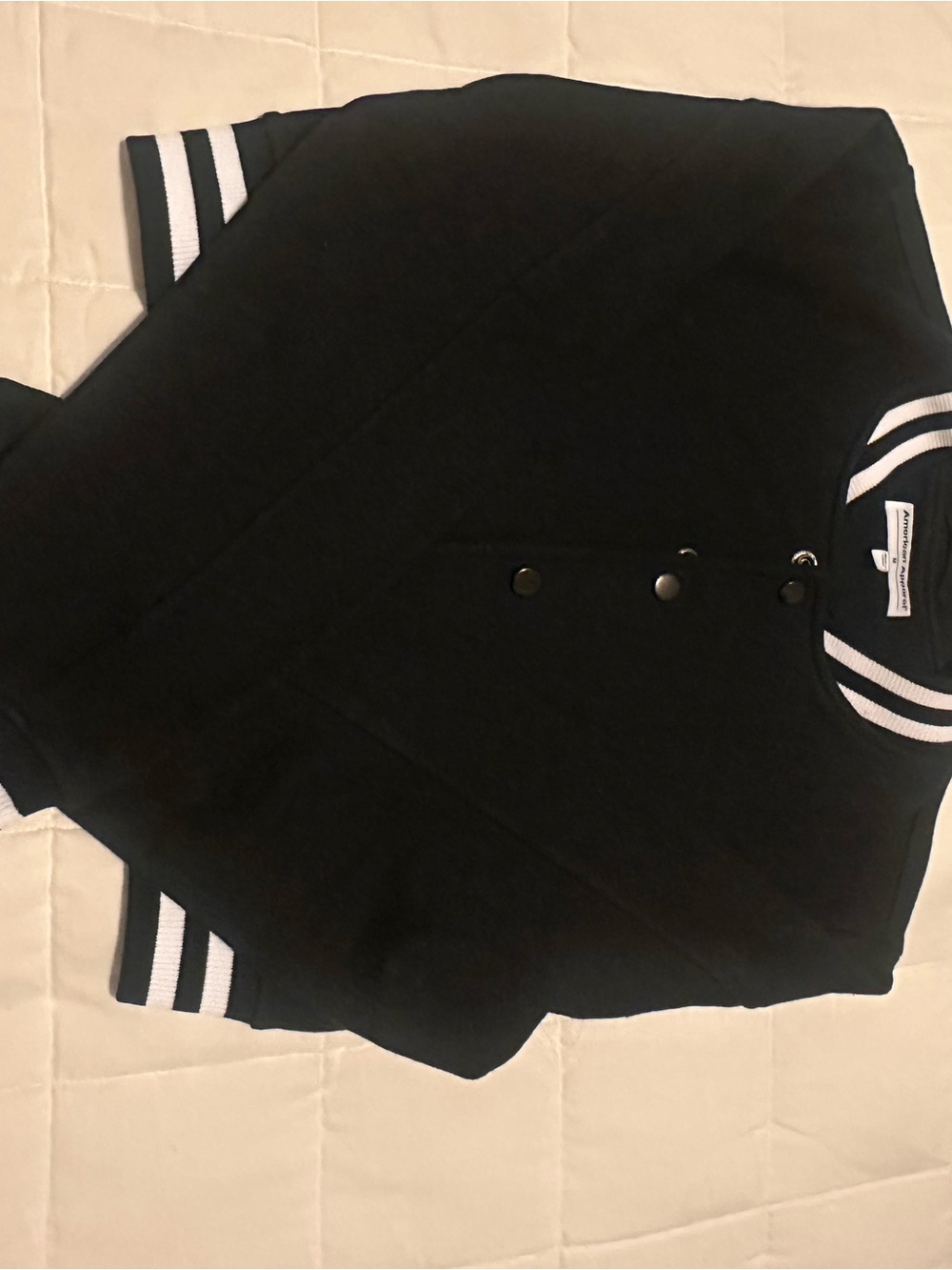 American Apparel - Cropped Black Varsity Jacket